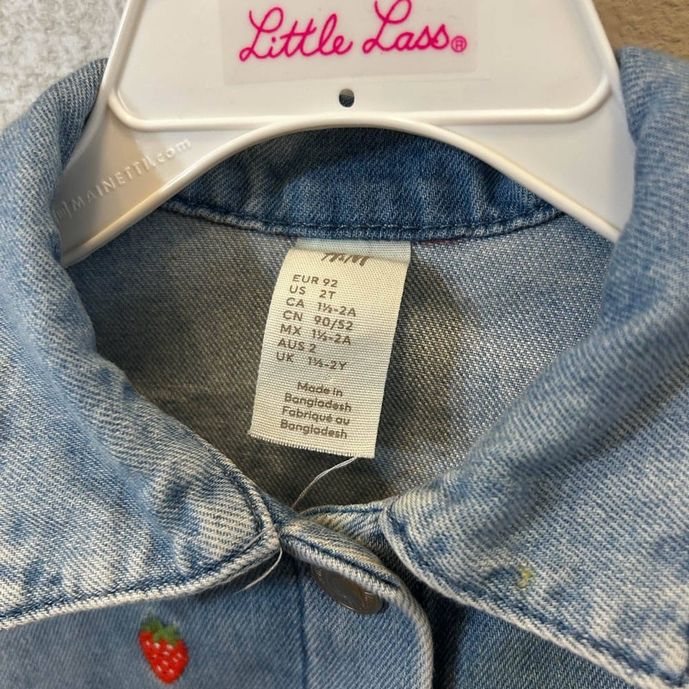 H&M Light Blue Jean Jacket with Strawberry Detail